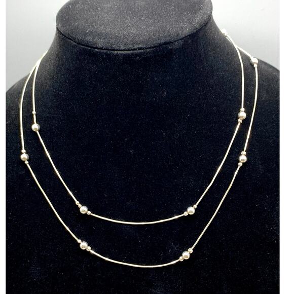 Vintage Danecraft‎ Italy Double Ball and chain Sterling Necklace - Picture 1 of 9